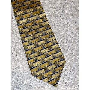 Richel Royal Men’s Dress Tie Sz 57” 4” Gold Geometric Business Formal City NWOT